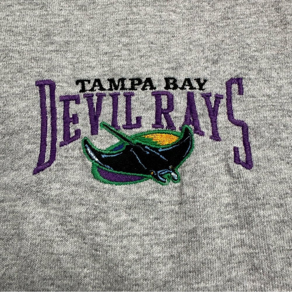 Vintage Tampa Bay Devil Rays Starter Shirt Large Gray MLB Embroidered Logo - Picture 3 of 7